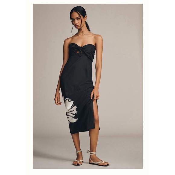 Anthropologie Dresses & Skirts - Maeve Linen Twist Front Strapless Dress